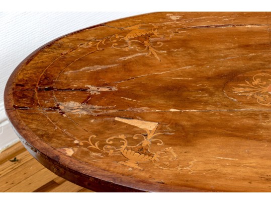 Antique English Inlaid Oval Table