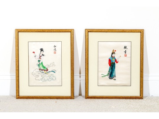 Two Chinese Silk Embroideries