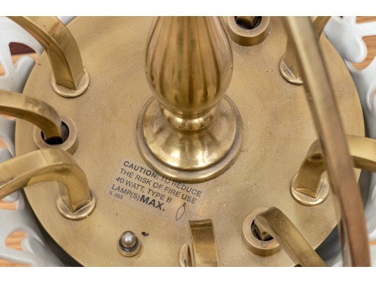 Lenox By Quoizel Brass And Ceramic Chandelier