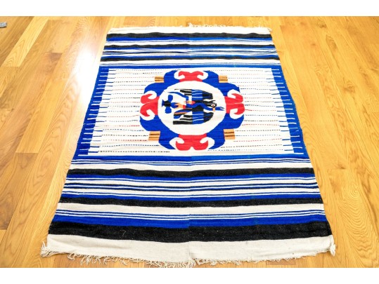 Mexican Woven Wool Serape, 5'11
