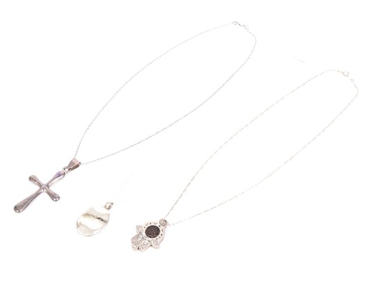 Collection Of Sterling Silver Contemporary Pendants, On Chains