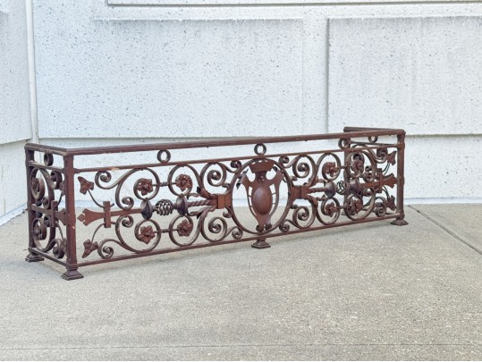 Impressive Antique Hand Wrought Iron Fire Fender 