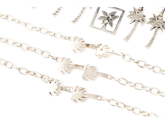 Sterling Silver Charming Collection Of Beach Motif Jewelry Pieces,