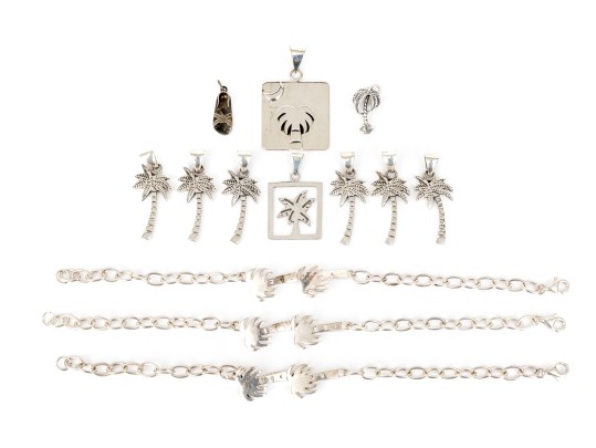 Sterling Silver Charming Collection Of Beach Motif Jewelry Pieces,