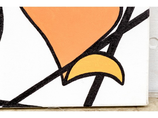 Anthony DeLaurentis Jr. (CT Artist)  Acrylic On Canvas, Abstract In Orange And Tan On White