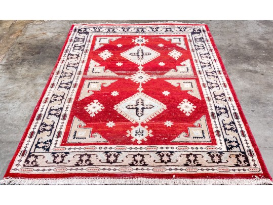 Hand-knotted Wool Carpet, 7'-3 1/2