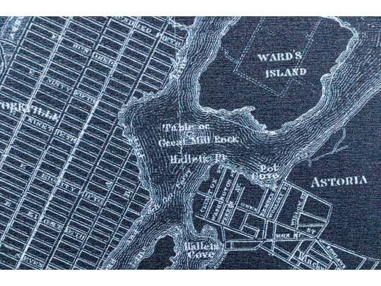 Etched Print On Metal, Antique Plan Of New York And Brooklyn