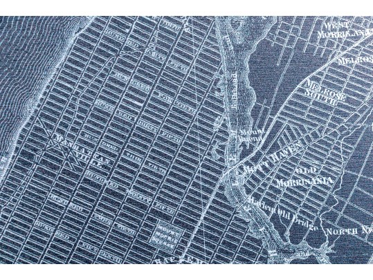 Etched Print On Metal, Antique Plan Of New York And Brooklyn