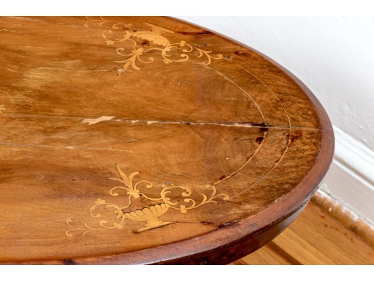 Antique English Inlaid Oval Table
