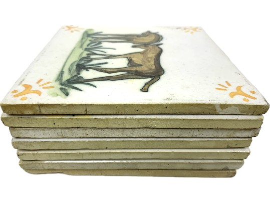 Group Of 7 Vintage Hand Painted Sant’ Anna Tiles