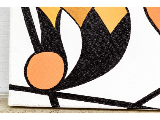 Anthony DeLaurentis Jr. (CT Artist)  Acrylic On Canvas, Abstract In Orange And Tan On White