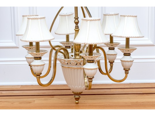 Lenox By Quoizel Brass And Ceramic Chandelier