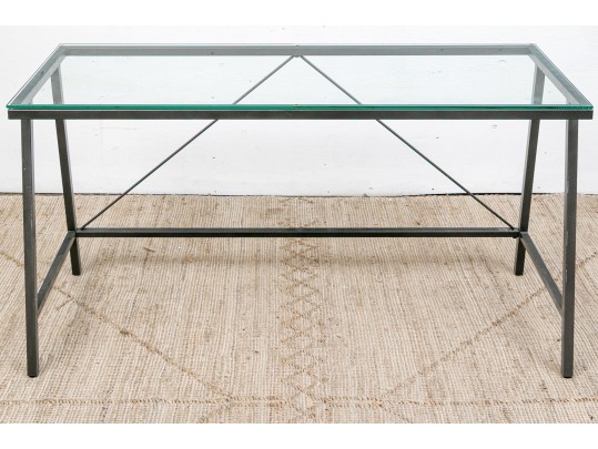 Metal And Glass Top Console / Desk