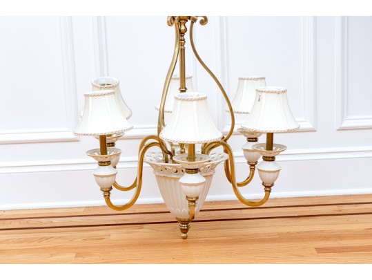 Lenox By Quoizel Brass And Ceramic Chandelier