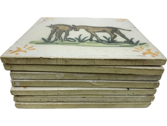 Group Of 7 Vintage Hand Painted Sant’ Anna Tiles