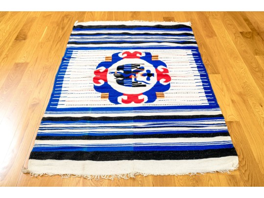 Mexican Woven Wool Serape, 5'11