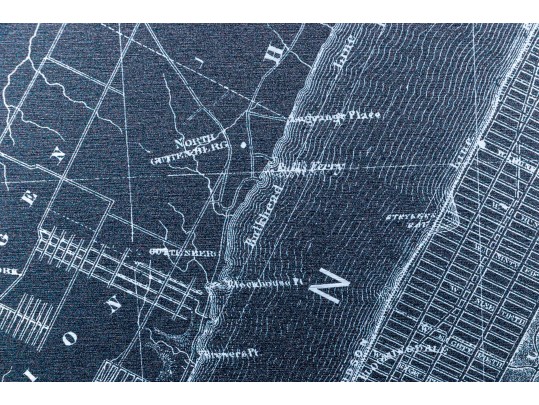 Etched Print On Metal, Antique Plan Of New York And Brooklyn