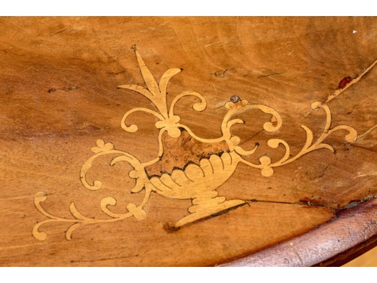 Antique English Inlaid Oval Table
