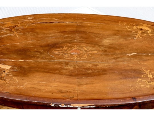 Antique English Inlaid Oval Table