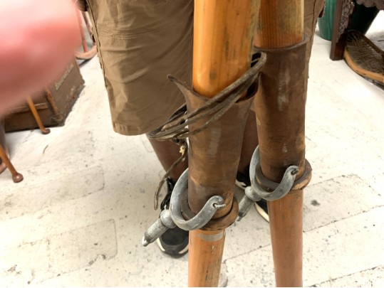 Pair Of Vintage Oars With Partial Label & Riggings