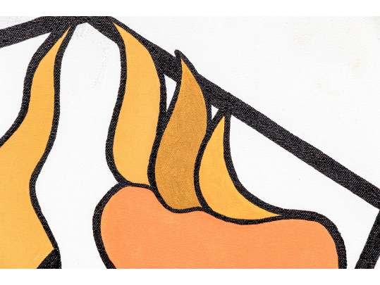 Anthony DeLaurentis Jr. (CT Artist)  Acrylic On Canvas, Abstract In Orange And Tan On White