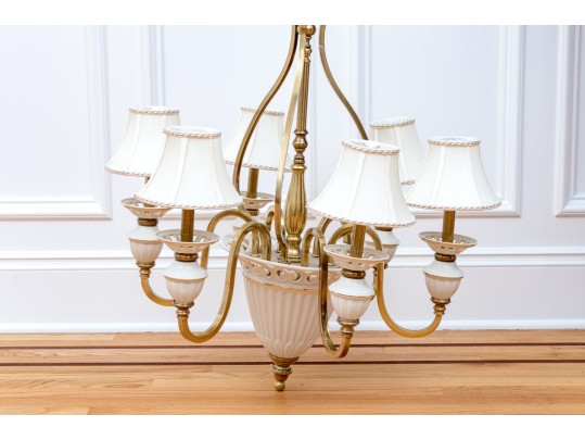 Lenox By Quoizel Brass And Ceramic Chandelier