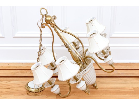 Lenox By Quoizel Brass And Ceramic Chandelier