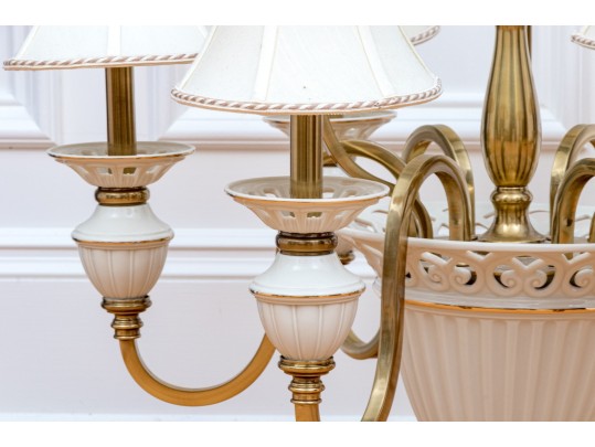 Lenox By Quoizel Brass And Ceramic Chandelier