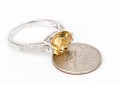 14k White Gold Pretty Contemporary Citrine And Diamond Ring, Size 7+