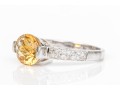 14k White Gold Pretty Contemporary Citrine And Diamond Ring, Size 7+