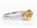 14k White Gold Pretty Contemporary Citrine And Diamond Ring, Size 7+