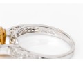 14k White Gold Pretty Contemporary Citrine And Diamond Ring, Size 7+