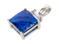 10k White Gold Impactful Blue Checkerboard Cushion Set Pendant