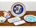 Variety Of Hand-Painted Ceramics, Including Deruta And Llamas