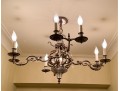 Iron, Brass, And Crystal Eight Light Chandelier