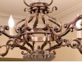 Iron, Brass, And Crystal Eight Light Chandelier