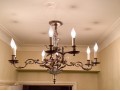 Iron, Brass, And Crystal Eight Light Chandelier