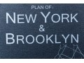 Etched Print On Metal, Antique Plan Of New York And Brooklyn