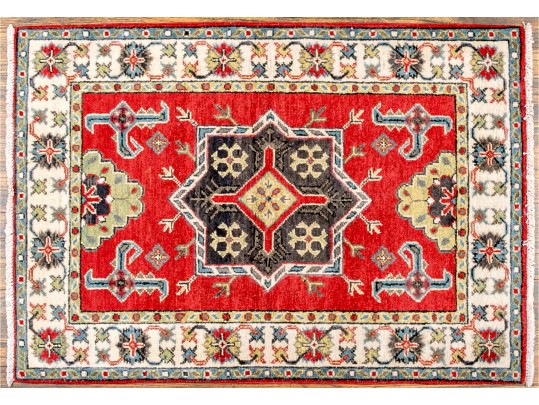 Hand-knotted Wool Kazak Carpet, 3'-9