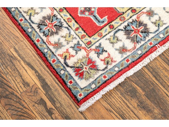 Hand-knotted Wool Kazak Carpet, 3'-9