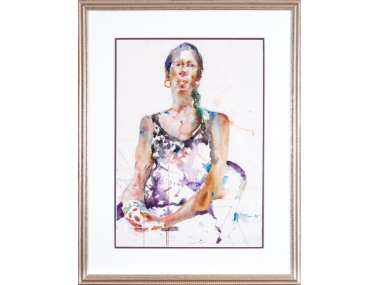 Charles Reid (American, 1937-2019) Watercolor Portrait Of Elizabeth Meissner Gaynor