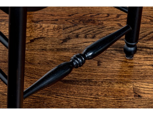 Set Of Six Painted And Turned French Country Ladder Back Side Chairs With Rush Seats