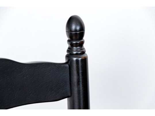 Set Of Six Painted And Turned French Country Ladder Back Side Chairs With Rush Seats