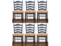 Set Of Six Painted And Turned French Country Ladder Back Side Chairs With Rush Seats