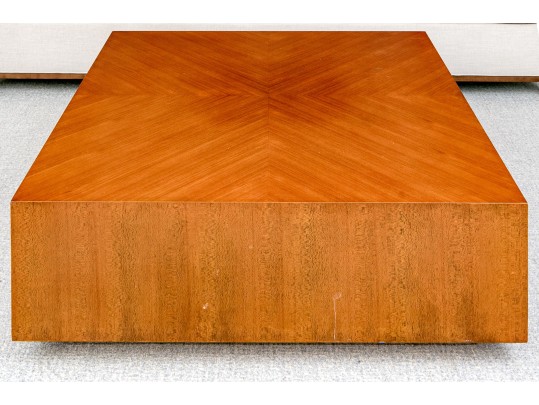 Mitchell Gold + Bob Williams Chrome And Mahogany Cocktail Table With Chrome Centerpiece