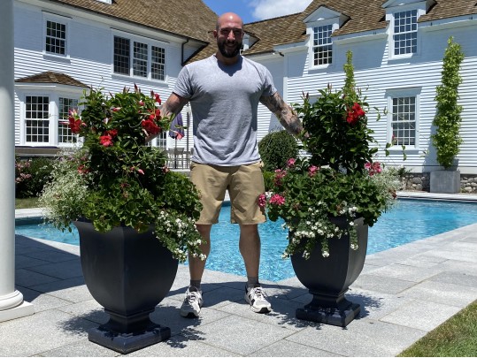 Pair Of Frontage Neoclassical Style Resin Footed Planters