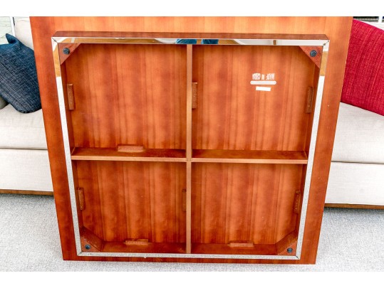 Mitchell Gold + Bob Williams Chrome And Mahogany Cocktail Table With Chrome Centerpiece