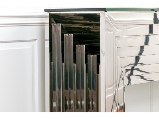 High-Quality Chrome And Glass Top Console Table