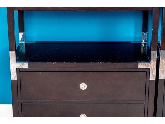 Pair Of Williams-Sonoma Campaign Style Bookshelves