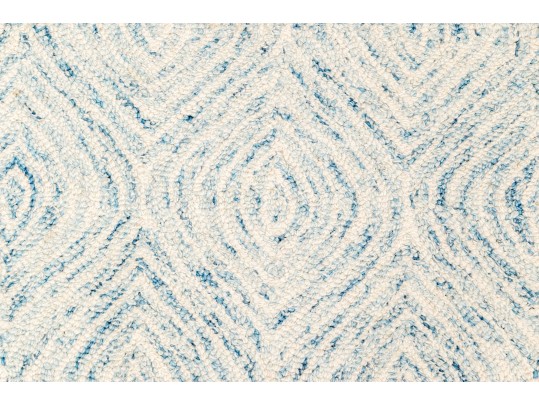 High Quality Contemporary Blue And White Runner Rug, 11'-5